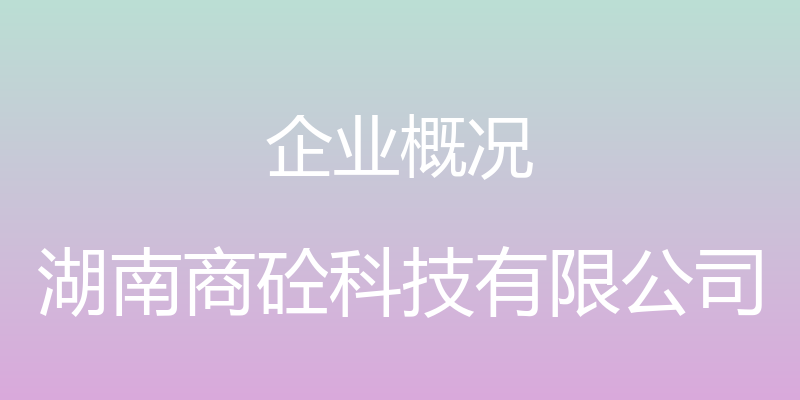 企业概况 - 湖南商砼科技有限公司